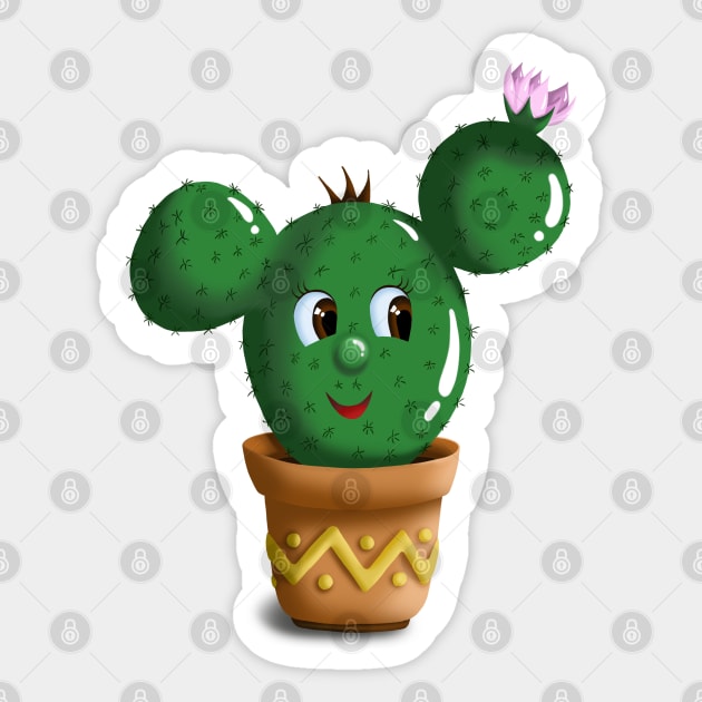 Image of a cactus with a pink flower Sticker by ClubFate